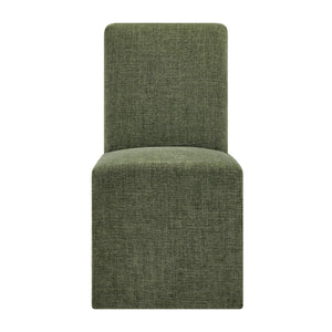 Modway Furniture Aster Parsons Dining Chairs with Slub Weave Slipcover and Foam Cushion Set of 2 Green EEI-7762-FOL