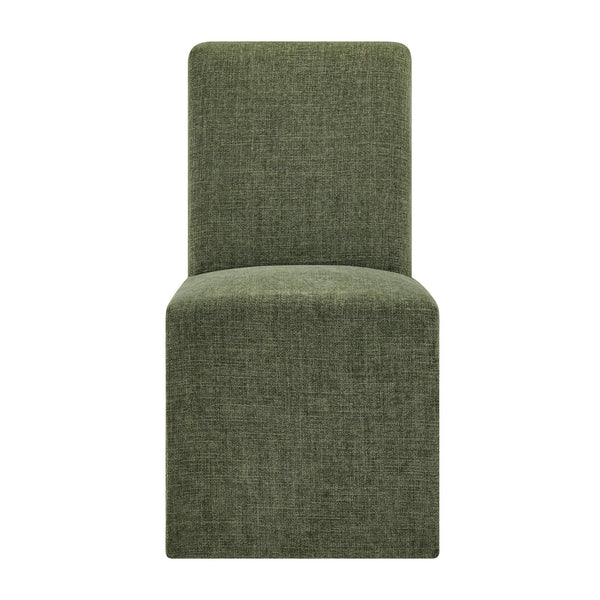 Modway Furniture Aster Parsons Dining Chairs with Slub Weave Slipcover and Foam Cushion Set of 2 Green EEI-7762-FOL