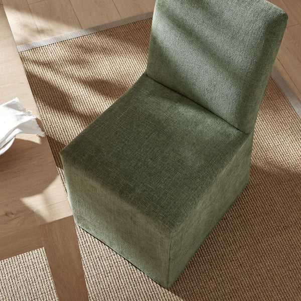 Modway Furniture Aster Parsons Dining Chairs with Slub Weave Slipcover and Foam Cushion Set of 2 Green EEI-7762-FOL