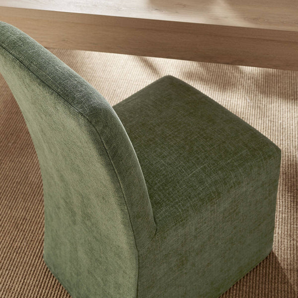 Modway Furniture Aster Parsons Dining Chairs with Slub Weave Slipcover and Foam Cushion Set of 2 Green EEI-7762-FOL