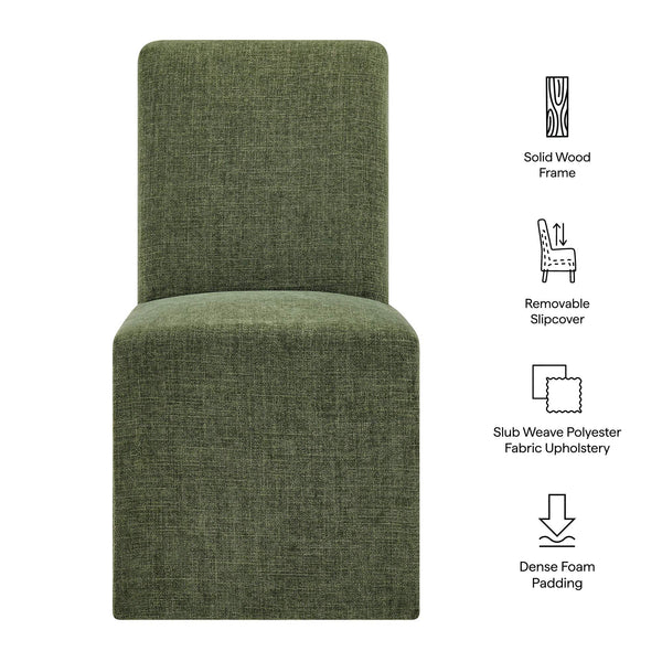 Modway Furniture Aster Parsons Dining Chairs with Slub Weave Slipcover and Foam Cushion Set of 2 Green EEI-7762-FOL