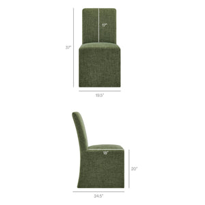 Modway Furniture Aster Parsons Dining Chairs with Slub Weave Slipcover and Foam Cushion Set of 2 Green EEI-7762-FOL
