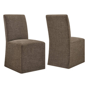 Modway Furniture Aster Parsons Dining Chairs with Slub Weave Slipcover and Foam Cushion Set of 2 Brown EEI-7762-MOC