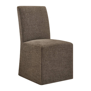 Modway Furniture Aster Parsons Dining Chairs with Slub Weave Slipcover and Foam Cushion Set of 2 Brown EEI-7762-MOC