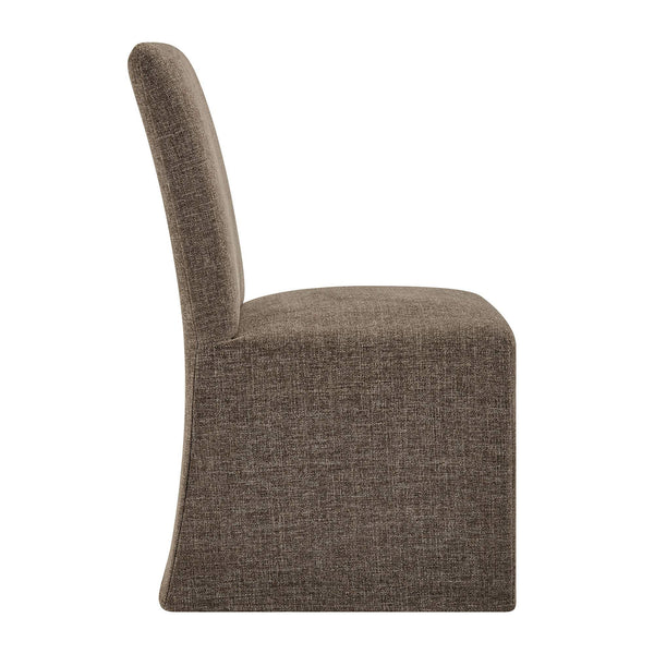 Modway Furniture Aster Parsons Dining Chairs with Slub Weave Slipcover and Foam Cushion Set of 2 Brown EEI-7762-MOC