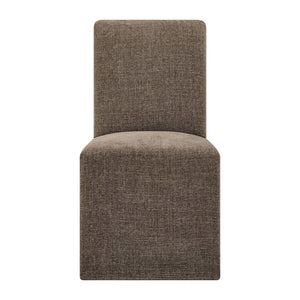 Modway Furniture Aster Parsons Dining Chairs with Slub Weave Slipcover and Foam Cushion Set of 2 Brown EEI-7762-MOC