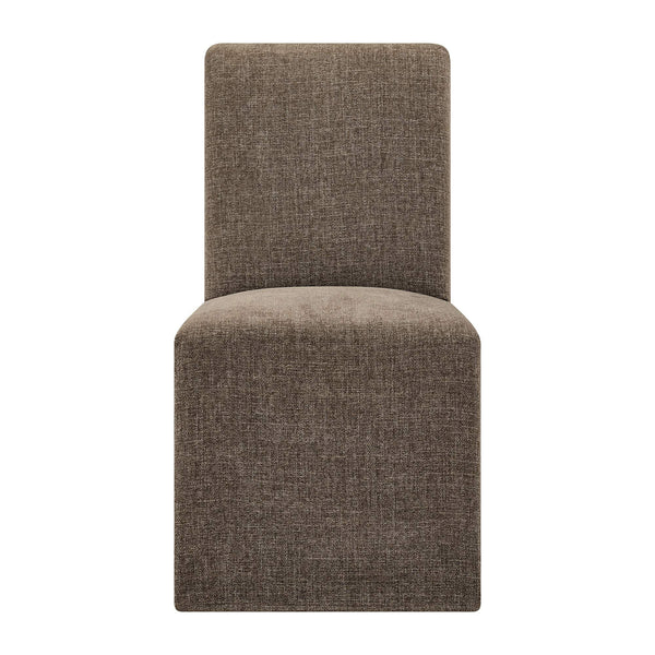 Modway Furniture Aster Parsons Dining Chairs with Slub Weave Slipcover and Foam Cushion Set of 2 Brown EEI-7762-MOC