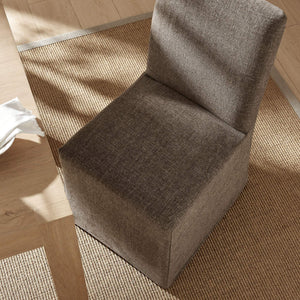 Modway Furniture Aster Parsons Dining Chairs with Slub Weave Slipcover and Foam Cushion Set of 2 Brown EEI-7762-MOC