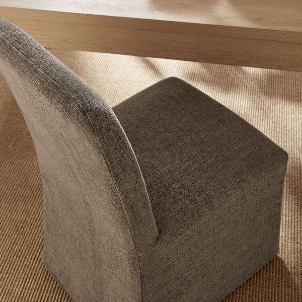 Modway Furniture Aster Parsons Dining Chairs with Slub Weave Slipcover and Foam Cushion Set of 2 Brown EEI-7762-MOC