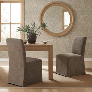 Modway Furniture Aster Parsons Dining Chairs with Slub Weave Slipcover and Foam Cushion Set of 2 Brown EEI-7762-MOC