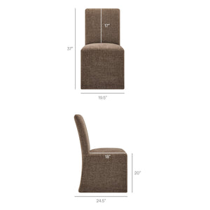 Modway Furniture Aster Parsons Dining Chairs with Slub Weave Slipcover and Foam Cushion Set of 2 Brown EEI-7762-MOC