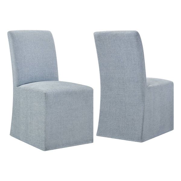 Modway Furniture Aster Parsons Dining Chairs with Slub Weave Slipcover and Foam Cushion Set of 2 Blue EEI-7762-SKY