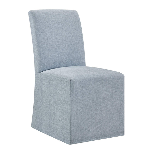 Modway Furniture Aster Parsons Dining Chairs with Slub Weave Slipcover and Foam Cushion Set of 2 Blue EEI-7762-SKY
