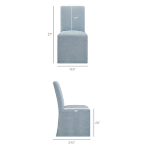 Modway Furniture Aster Parsons Dining Chairs with Slub Weave Slipcover and Foam Cushion Set of 2 Blue EEI-7762-SKY