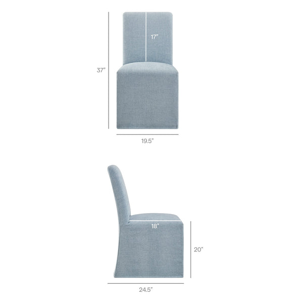 Modway Furniture Aster Parsons Dining Chairs with Slub Weave Slipcover and Foam Cushion Set of 2 Blue EEI-7762-SKY