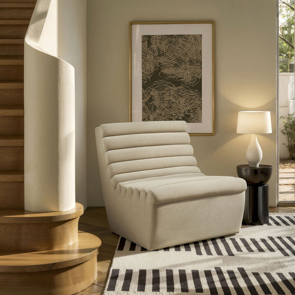 Modway Furniture Corbin Channel Tufted Armless Lounge Chair in Performance Fleece for Modern Spaces Gray EEI-7763-BSQ