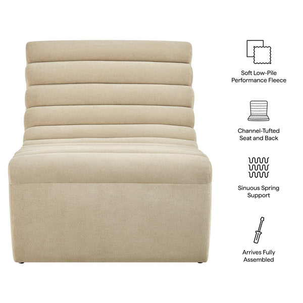 Modway Furniture Corbin Channel Tufted Armless Lounge Chair in Performance Fleece for Modern Spaces Gray EEI-7763-BSQ