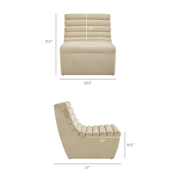 Modway Furniture Corbin Channel Tufted Armless Lounge Chair in Performance Fleece for Modern Spaces Gray EEI-7763-BSQ