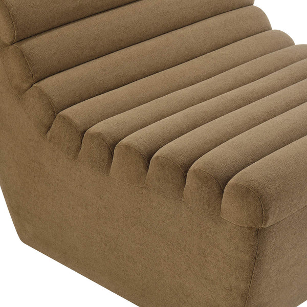 Modway Furniture Corbin Channel Tufted Armless Lounge Chair in Performance Fleece for Modern Spaces Brown EEI-7763-LTT