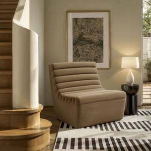 Modway Furniture Corbin Channel Tufted Armless Lounge Chair in Performance Fleece for Modern Spaces Brown EEI-7763-LTT