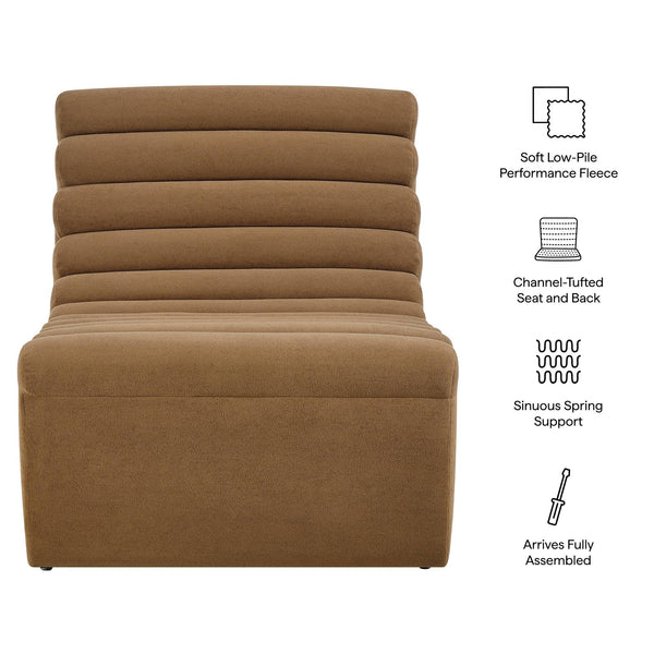 Modway Furniture Corbin Channel Tufted Armless Lounge Chair in Performance Fleece for Modern Spaces Brown EEI-7763-LTT