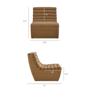 Modway Furniture Corbin Channel Tufted Armless Lounge Chair in Performance Fleece for Modern Spaces Brown EEI-7763-LTT