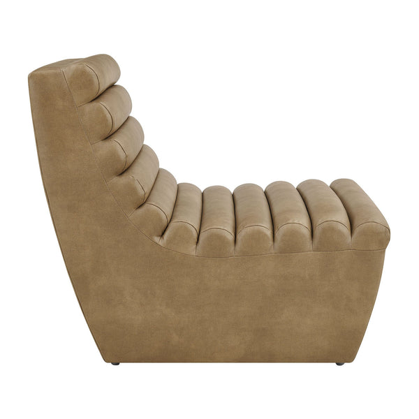Modway Furniture Corbin Vegan Leather Channel Tufted Armless Lounge Chair for Modern Living Rooms EEI-7764-TST