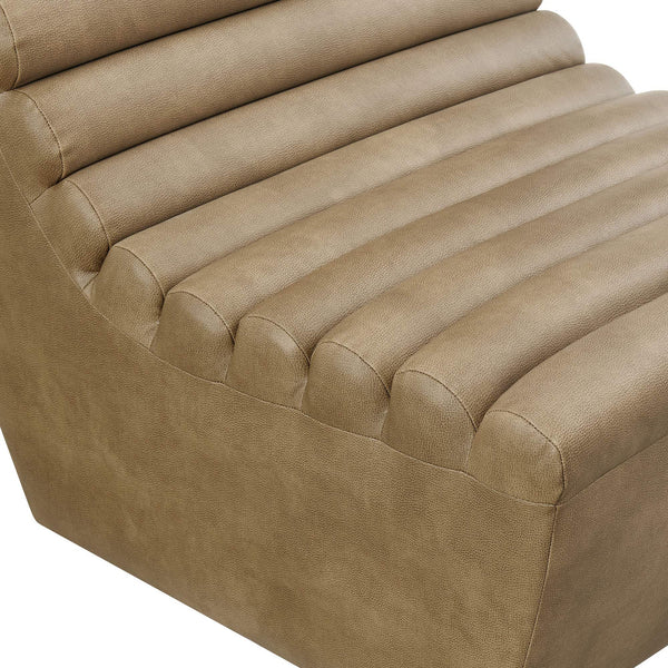 Modway Furniture Corbin Vegan Leather Channel Tufted Armless Lounge Chair for Modern Living Rooms EEI-7764-TST
