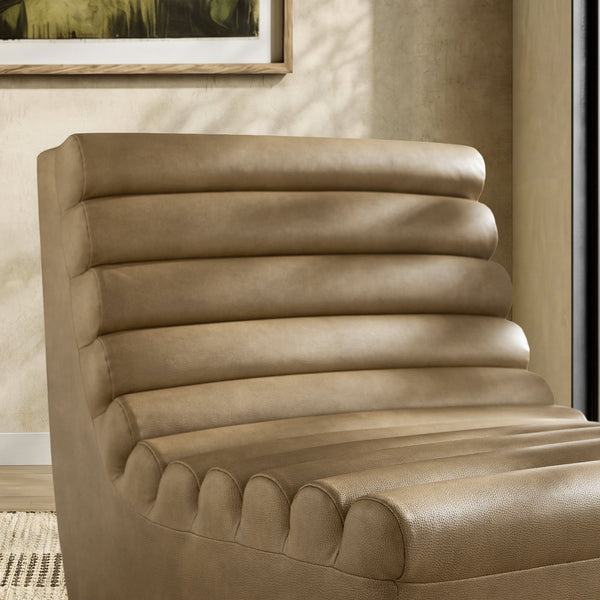 Modway Furniture Corbin Vegan Leather Channel Tufted Armless Lounge Chair for Modern Living Rooms EEI-7764-TST