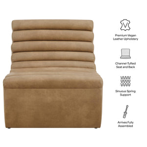 Modway Furniture Corbin Vegan Leather Channel Tufted Armless Lounge Chair for Modern Living Rooms EEI-7764-TST