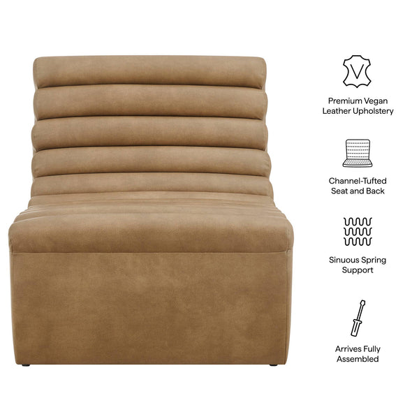 Modway Furniture Corbin Vegan Leather Channel Tufted Armless Lounge Chair for Modern Living Rooms EEI-7764-TST