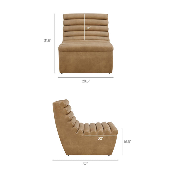 Modway Furniture Corbin Vegan Leather Channel Tufted Armless Lounge Chair for Modern Living Rooms EEI-7764-TST
