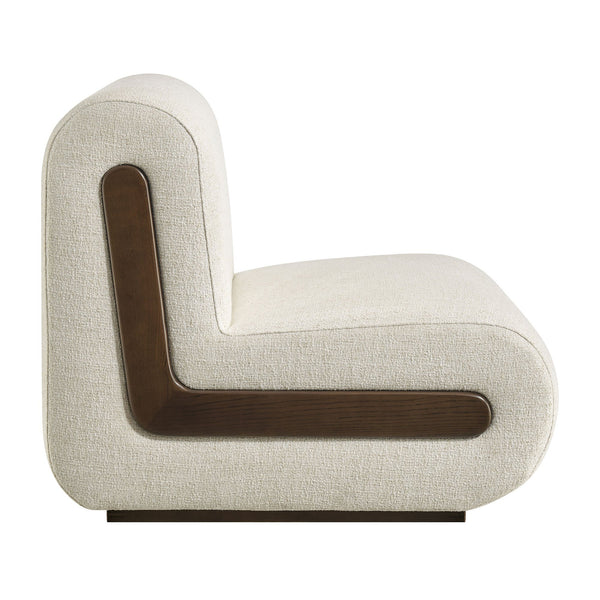Modway Furniture Denby Linen Blend Lounge Chair with Wood Inlay Base for Mid-Century Living Rooms White EEI-7765-IVO