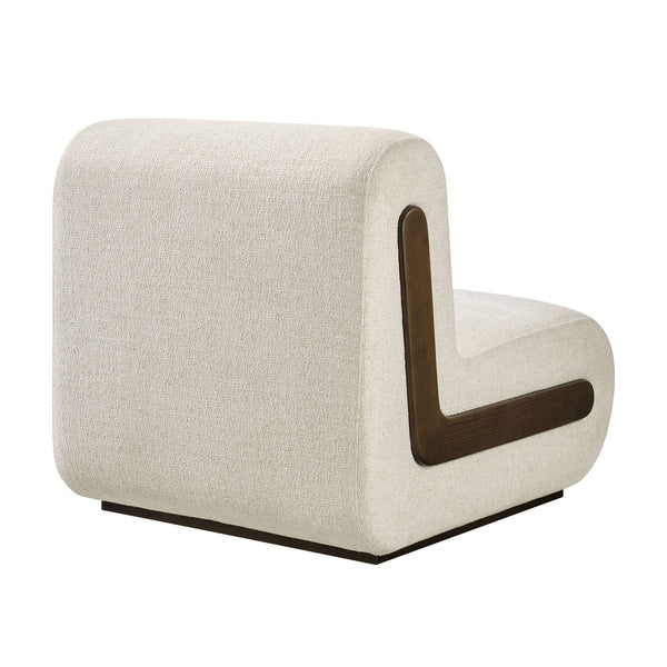 Modway Furniture Denby Linen Blend Lounge Chair with Wood Inlay Base for Mid-Century Living Rooms White EEI-7765-IVO
