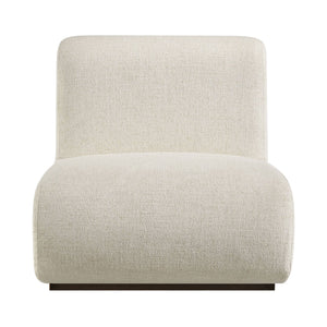 Modway Furniture Denby Linen Blend Lounge Chair with Wood Inlay Base for Mid-Century Living Rooms White EEI-7765-IVO