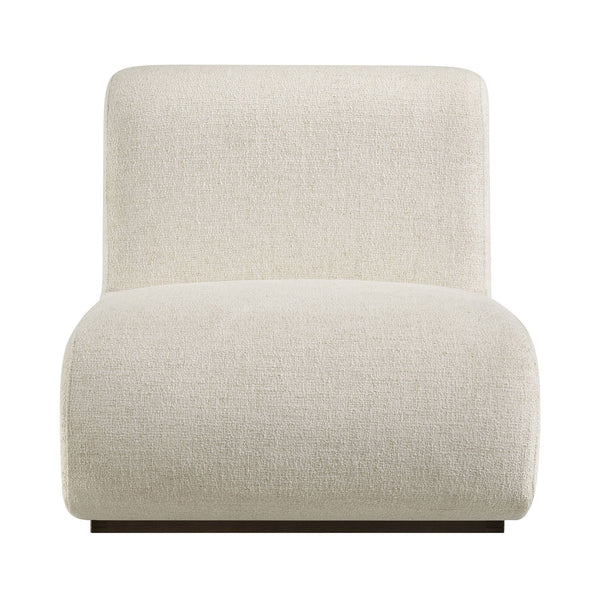 Modway Furniture Denby Linen Blend Lounge Chair with Wood Inlay Base for Mid-Century Living Rooms White EEI-7765-IVO