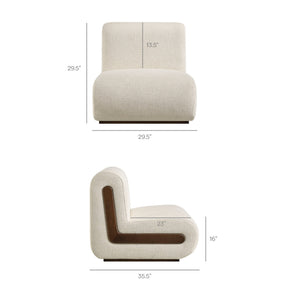Modway Furniture Denby Linen Blend Lounge Chair with Wood Inlay Base for Mid-Century Living Rooms White EEI-7765-IVO