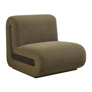 Modway Furniture Denby Linen Blend Lounge Chair with Wood Inlay Base for Mid-Century Living Rooms Green EEI-7765-OLI