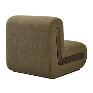 Modway Furniture Denby Linen Blend Lounge Chair with Wood Inlay Base for Mid-Century Living Rooms Green EEI-7765-OLI