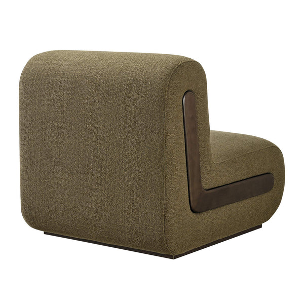 Modway Furniture Denby Linen Blend Lounge Chair with Wood Inlay Base for Mid-Century Living Rooms Green EEI-7765-OLI