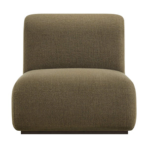 Modway Furniture Denby Linen Blend Lounge Chair with Wood Inlay Base for Mid-Century Living Rooms Green EEI-7765-OLI