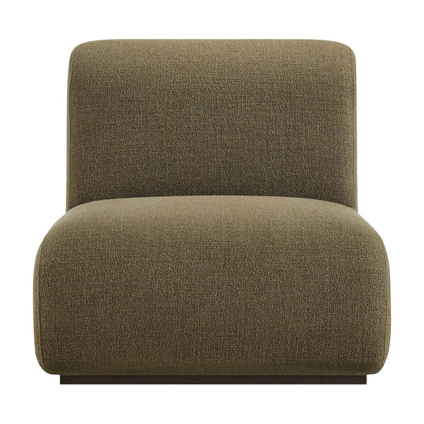 Modway Furniture Denby Linen Blend Lounge Chair with Wood Inlay Base for Mid-Century Living Rooms Green EEI-7765-OLI