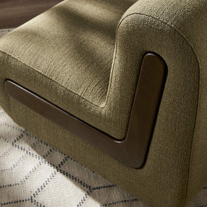 Modway Furniture Denby Linen Blend Lounge Chair with Wood Inlay Base for Mid-Century Living Rooms Green EEI-7765-OLI