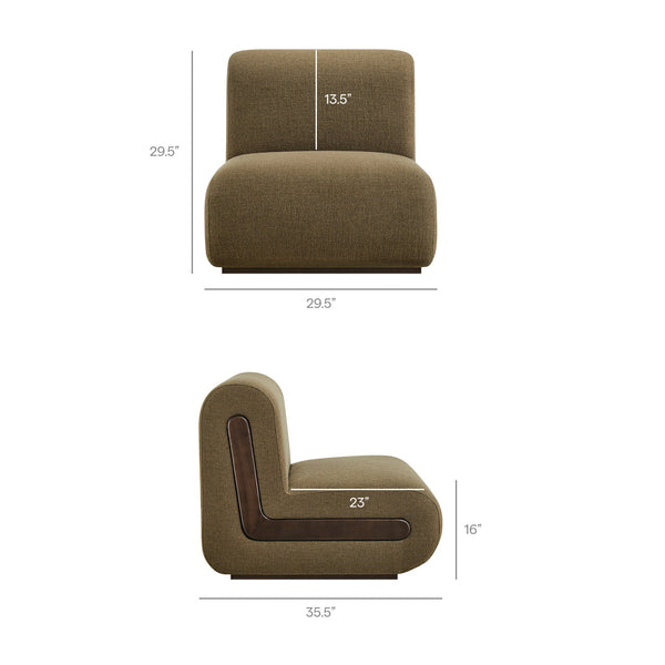 Modway Furniture Denby Linen Blend Lounge Chair with Wood Inlay Base for Mid-Century Living Rooms Green EEI-7765-OLI