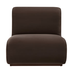 Modway Furniture Denby Modway Performance Velvet Lounge Chair with Wood Inlay Base for Living Rooms Chocolate Brown EEI-7766-CHB