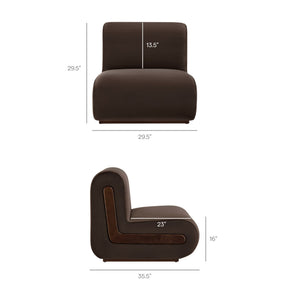 Modway Furniture Denby Modway Performance Velvet Lounge Chair with Wood Inlay Base for Living Rooms Chocolate Brown EEI-7766-CHB