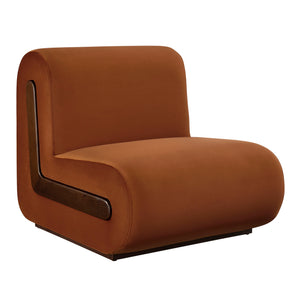 Modway Furniture Denby Modway Performance Velvet Lounge Chair with Wood Inlay Base for Living Rooms Rust EEI-7766-RUS
