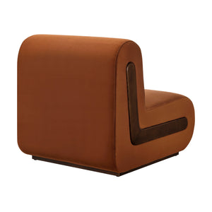 Modway Furniture Denby Modway Performance Velvet Lounge Chair with Wood Inlay Base for Living Rooms Rust EEI-7766-RUS