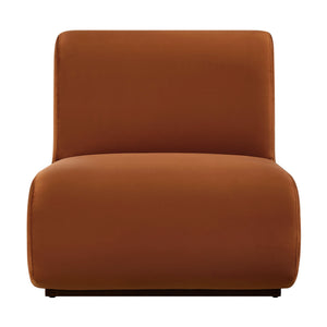 Modway Furniture Denby Modway Performance Velvet Lounge Chair with Wood Inlay Base for Living Rooms Rust EEI-7766-RUS