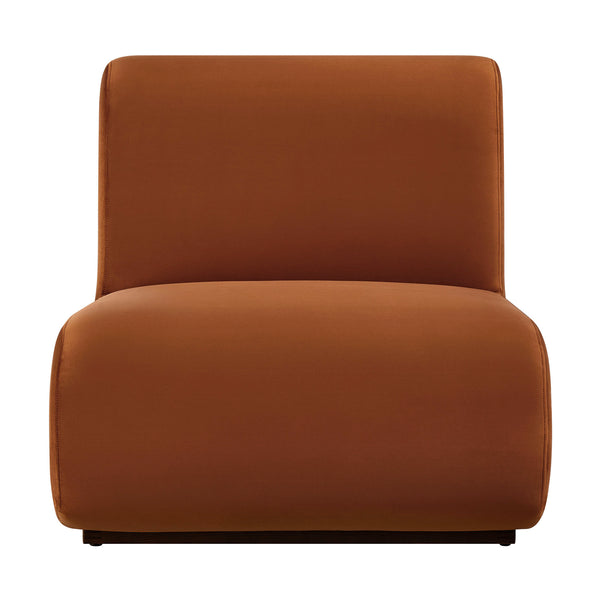 Modway Furniture Denby Modway Performance Velvet Lounge Chair with Wood Inlay Base for Living Rooms Rust EEI-7766-RUS